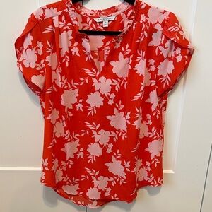 41 Hawthorn Red and White Floral Blouse